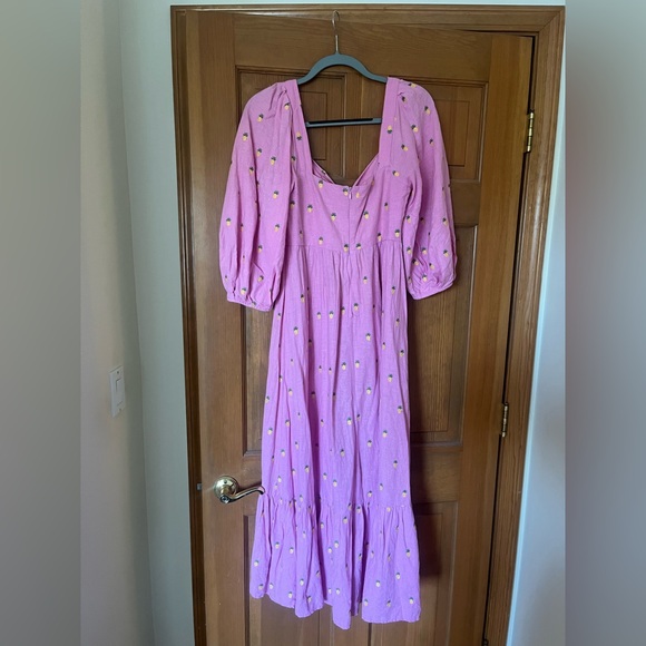 Farm Rio embroidered pineapples pink midi dress - Picture 9 of 12